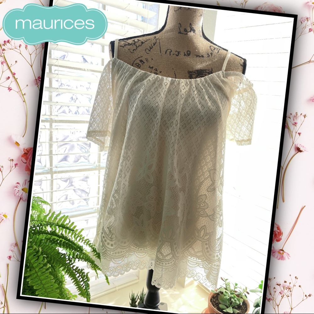 ❤️‍🔥CLEARANCE❤️‍🔥 MAURICES Cold Shoulder Lace Top #M3232123B